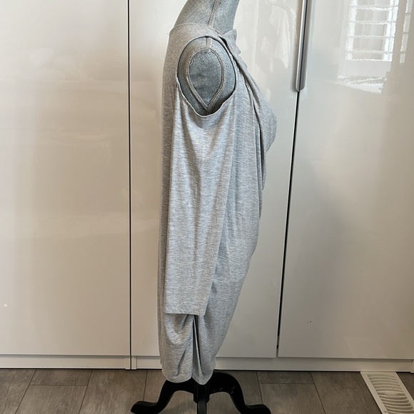 BRIAN BAILEY NWOT Grey Cotton Dress Cut Out Long Sleeve Jersey Fitted, Size XL - Picture 10 of 11